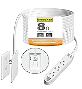 CABOCASA 8FT Ultra Flat Plug Extension Cord Power Strip with 3 Outlets, Patented Detachable Ultra...