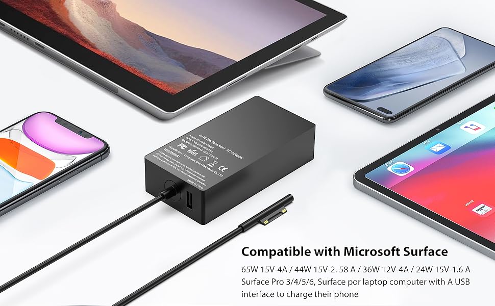 Surface Pro Charger-65W Surface Pro Laptop Charger,65W Microsoft Surface Charger,65W Charger