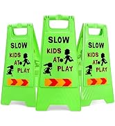 ZAVOOS 3 Pack Kids Playing Signs for Street, Reflective Slow Down Alert Sign with Double Sided Te...