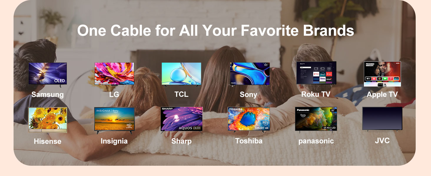 TV Power Cord for Samsung LG TCL Sony TV Power Cable