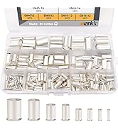 mankk 166 Pcs Wire Ferrules Kits Silver Plated Copper Crimp Terminal Connector 8 Sizes AWG (1/0 2...