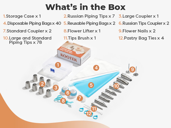 piping bags and tips set