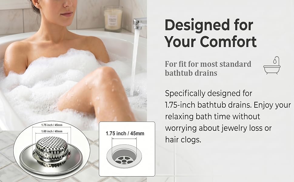 1.75 inch bathtub drain strainer