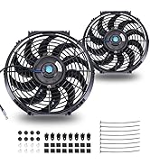 FGJQEFG 12 Inch Universal Slim Fan Push Pull Electric Radiator 12V 80W High Performance Cooling F...
