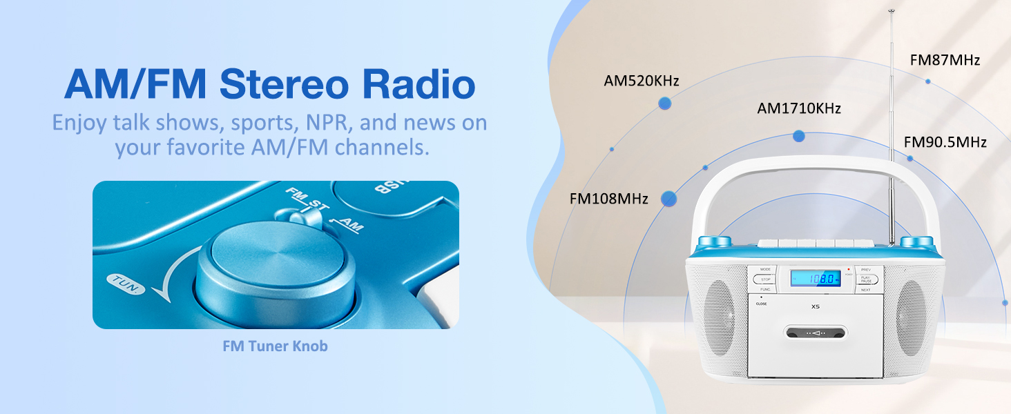 am fm radio stereo with cd cassette player