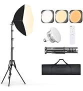 GLOSHOOTING Softbox Lighting Kit, 16''x16'' Photography Lighting Kit with 3000K-6500K 85W LED Bul...