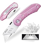 Box Cutter, Folding Utility Knife with Aluminum Handle, Heavy Duty Knife, Back-lock Mechanism, St...