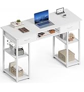 Sweetcrispy Computer Gaming Desk with Fabric Drawers - 48 Inch Home Office Bedroom Writing StudyT...