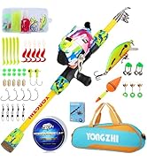 YONGZHI Kids Fishing Rod and Reel Combo,Light Weight Fishing Pole with Spincast Fishing Reel Tack...