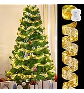 Minetom Christmas Tree Ribbon String Lights - 33ft 100 LED Battery Powered Fairy Lights with Time...