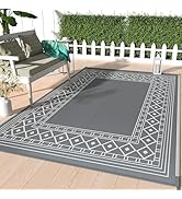 GENIMO Outdoor Rug 5'x8' for Patio Clearance, Reversible Plastic Straw Outdoor Area Carpet Waterp...