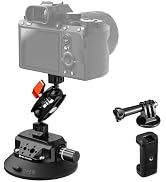 K&amp;F CONCEPT 4.5" Suction Cup Camera Mount with Magic Arm, ARRI Style 1/4" 3/8" Threads, Quick Rel...