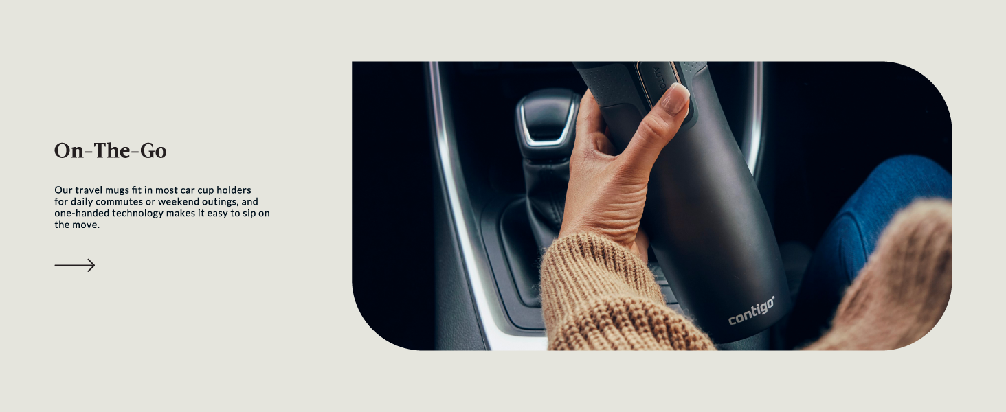 on the go car cupholder travel commute daily weekend one handed sip move sleek modern nice woman