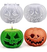 HUAKENER 2 Pack Pumpkin Candle Molds, 3D Halloween Candle Molds, Pumpkin Silicone Mold for Epoxy ...