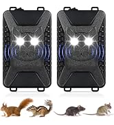 2 Pack Car Rodent Repellent Under Hood Rat Repellent Ultrasonic with Strobe Light to Keeping Rode...