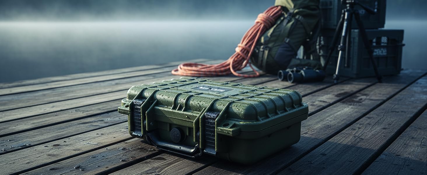 Green small hard case with foam