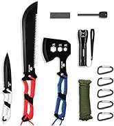 Mossy Oak Hatchet and Machete Knife Set with Sheath, One-Piece Axe &amp; Hunting Knives with Paracord...