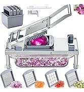 Stainless Steel Vegetable Chopper with 4 Blades - Pro Food Chopper with Container - Veggie Salad ...