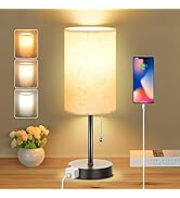 Dott Arts Table Lamp for Bedroom, 3-Color Bedside Lamps with Pull Chain, Bedroom Table Lamps for ...