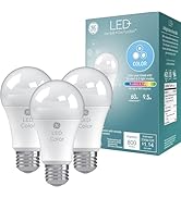 GE LED+ Color Changing A19 LED Light Bulbs with Remote, Indoor Multicolor Light, 9.5W (3 Pack)