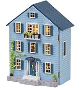 Kisoy Dollhouse Miniature with Furniture Kit, DIY 3D Wooden DIY House Kit with Dust Cover,Handmad...