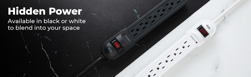 KMC 6-Outlet Surge Protector Power Strip - Hidden Power A+ Content Banner