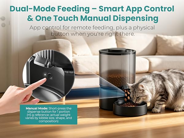 Dual-Mode Feeding – Smart App Control &amp;amp; One Touch Manual Dispensing