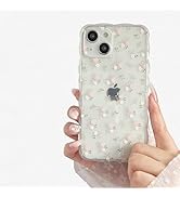 FABSPARK Case for iPhone 15 Pro Max,Transparent Clear Cute Flower Floral Pattern Wave Design Curl...