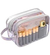 Lermende Clear Makeup Bag, 2 Layer, Water-Resistant, Large, Portable, Transparent, Travel, Women ...