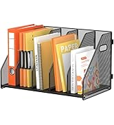 SUPEASY Binder Organizer, Magazine File Holder with 5 Vertical Compartments Rack, Metal Desk File...