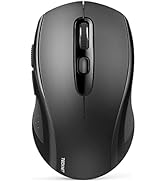 Multiple angles of a black computer mouse, showing complete 360-degree view of the device's design and features.