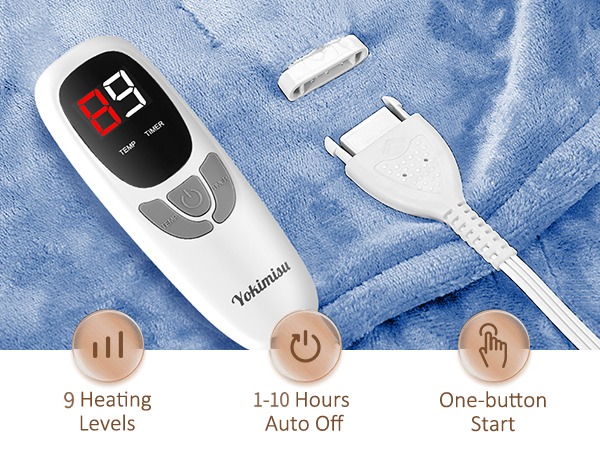 The controller is easy to use with 9 heating levels and 1-10 hours timer.
