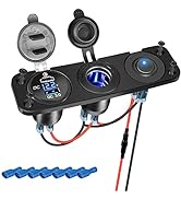 [2022] Cigarette Lighter Socket 12V Splitter with Rocker Toggle Switch, 45W PD Type C and 18W QC ...
