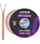 JAVEX 12-Gauge AWG Audio Speaker Wire Cable (50 FT), [Oxygen-Free Copper] Thin Flat Cable for Aut...