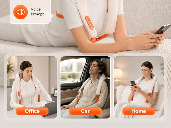 IKEEPFIT neck massager with heat cordless for deep tissue relief for car office home wireless