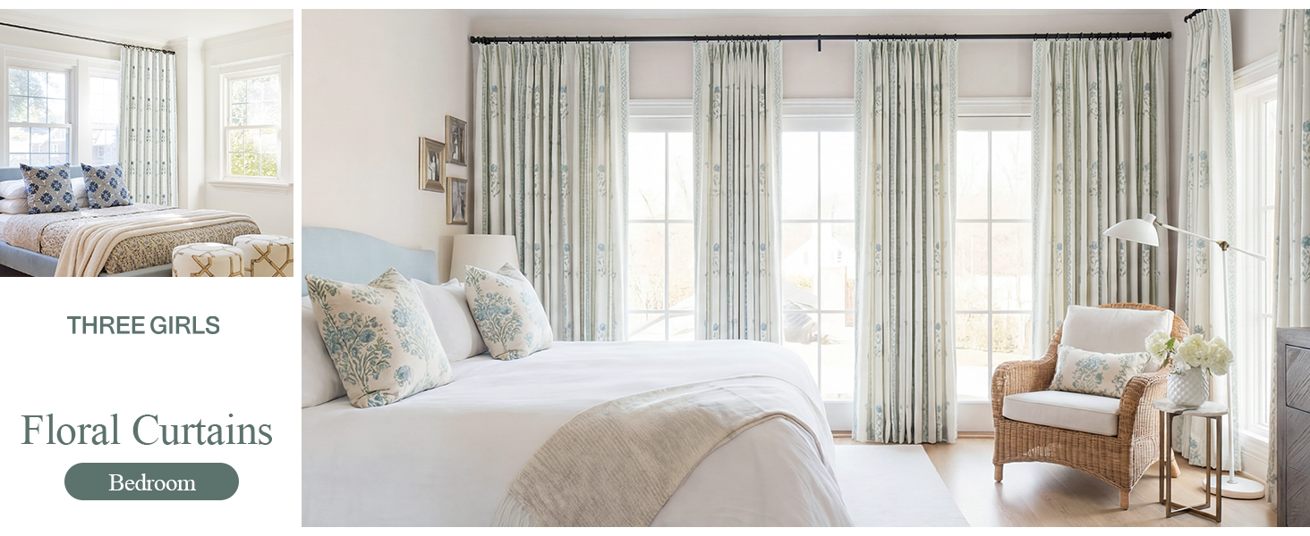 green block print curtains