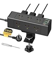 Desk Clamp Power Strip with USB C, Desk Surge Protector Power Strip with 9 AC Plugs 4 USB Ports, ...