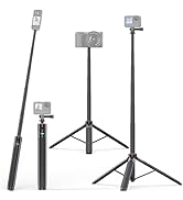 VRIG 54" Extendable Camera Tripod for Insta360 X3 X2 Selfie Stick Tripod with 1/4" Screw Mini Por...