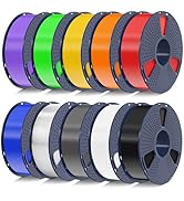 SUNLU 10kg PLA 3D Printer Filament Bundle Multicolor, Neatly Wound PLA Filament 1.75mm ±0.02mm, 1...