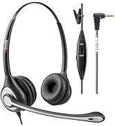 Phone Headset with Microphone Noise Cancelling &amp; Volume Controls, 2.5mm Telephone Headset Compati...
