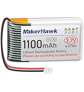 MakerHawk 3.7V 1100mAh LiPo Battery Rechargeable 1S 3C 952540 Lithium Polymer Battery with Protec...