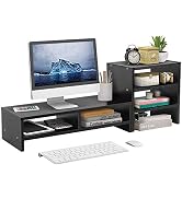 Computer Laptop Monitor Riser Stand Desktop Wooden Storage Organizer + 3-Layer ShelfLaptop TV Sta...