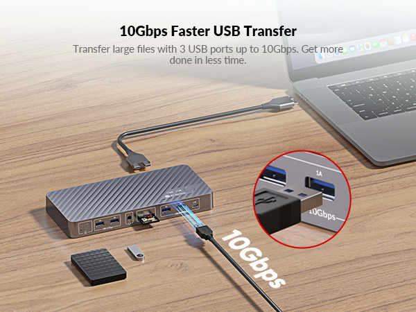 KVM switch docking station for macbook and PC 2 monitors, plug and play