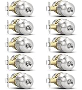 Plustool 10 Pack Door Knobs, Keyless Interior Door Locks, Round Ball Keyless Doorknobs with Lock ...
