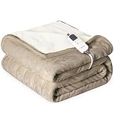 Cozorbt Heat Blanket 50”x60” Throw,Soft Flannel &amp; Sherpa Reversible Electric Blanket with 10 Heat...