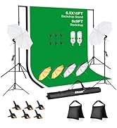 EMART 6.5x10ft Backdrop Support System, Professional Photography Lighting Kit with 45W CFL Blub, ...