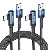 USB to USB C Cable [10ft, 2Pack ] USB A to Type C Right Angle Charger Cord 90 Degree Braided Fast...
