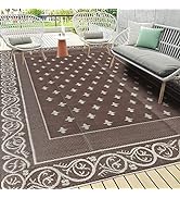 Pauwer Reversible Mats 9'X12', Waterproof Plastic Straw Rug, Large Floor Mat Camping Rug, Modern ...
