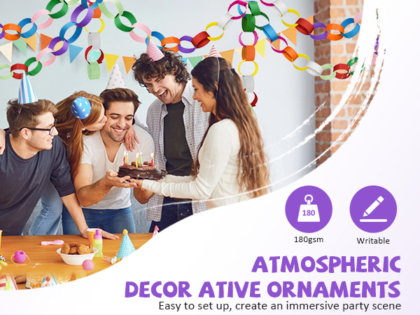 Paper garlands add to the festive atmosphere