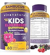 Viva Naturals 8in1 Elderberry Gummies for Kids with Vitamin C, D and Zinc - 60 Sugar Free Kids Im...